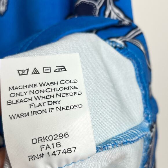 Draper James Womens Geranium Bell Sleeve Shift Dress Medium Blue Floral Stretch - Picture 9 of 9